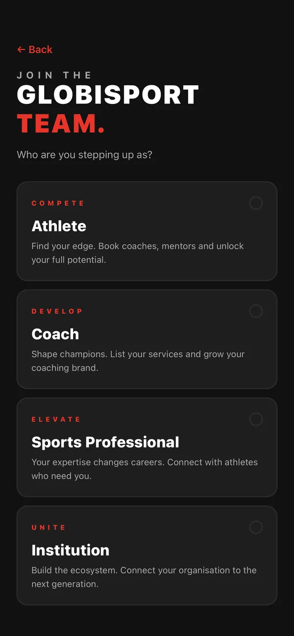 Sign up as a Sports Professional